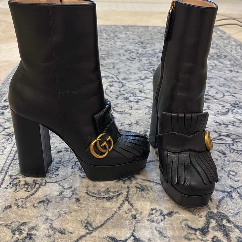 Gucci marmont fringe platform boots 37.5 - excellent used condition